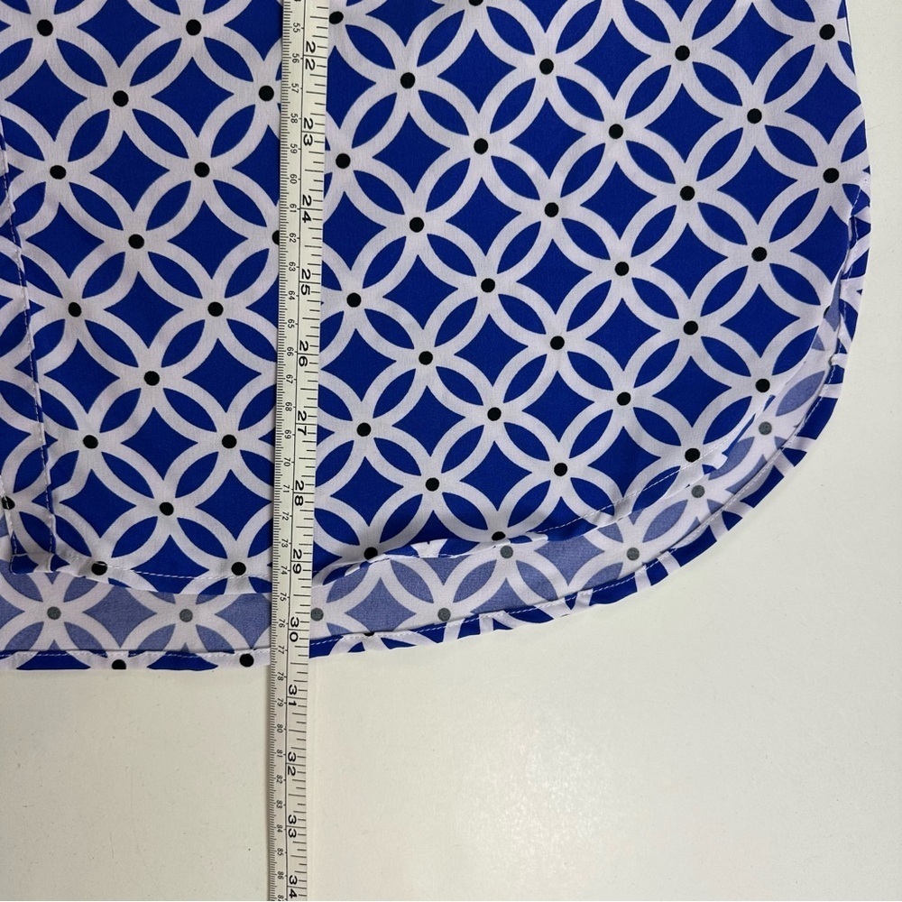 Notations Shirt Blouse Women's 1X Runs Small Blue Geometric Preppy Carrier - Picture 6 of 9